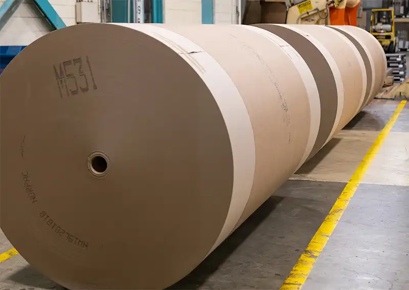 Bobines de carton recyclé produites à l’usine papetière NORPAC de Longview.