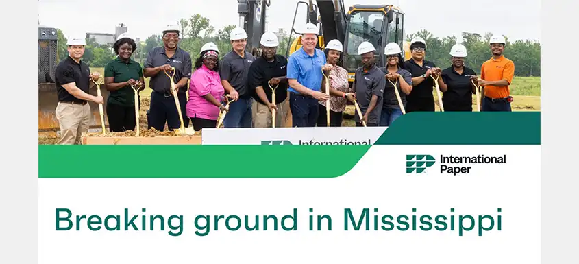 Dirigeants d’International Paper et représentants locaux lors de la cérémonie de lancement des travaux au Mississippi