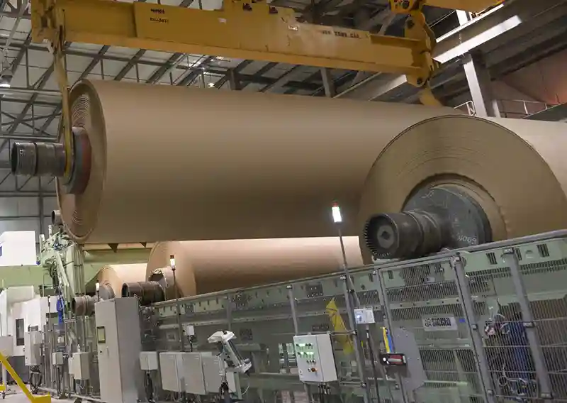 Machine à papier produisant du carton dans une usine papetière aux États-Unis