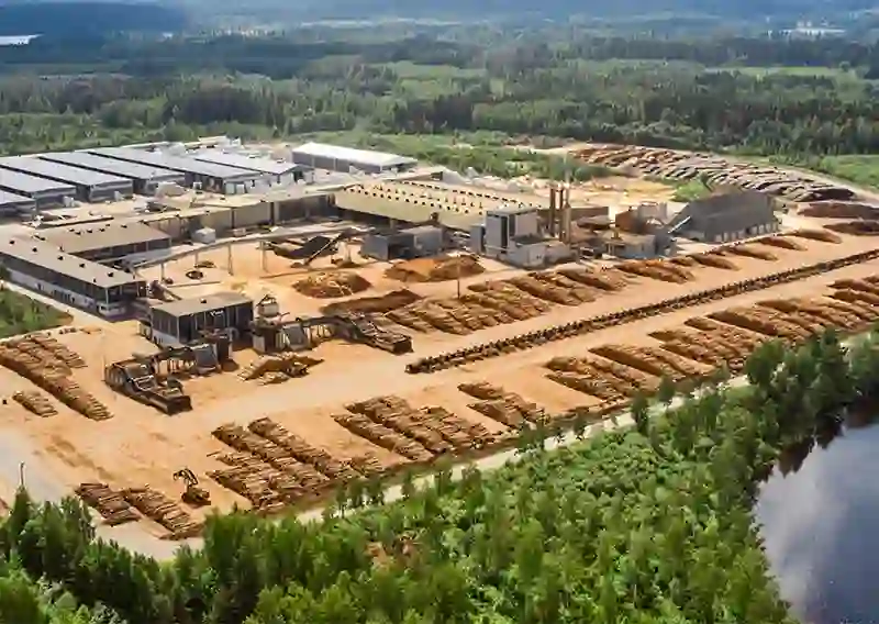 La scierie de Metsä Fibre à Vilppula en Finlande.